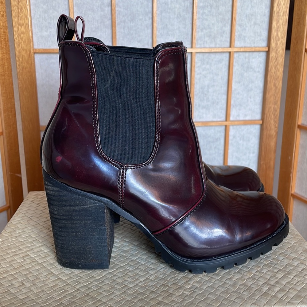 Steve Madden Oxblood Burgundy Anarchy Boots with 3.5”Heel Size 7M - Picture 7 of 11